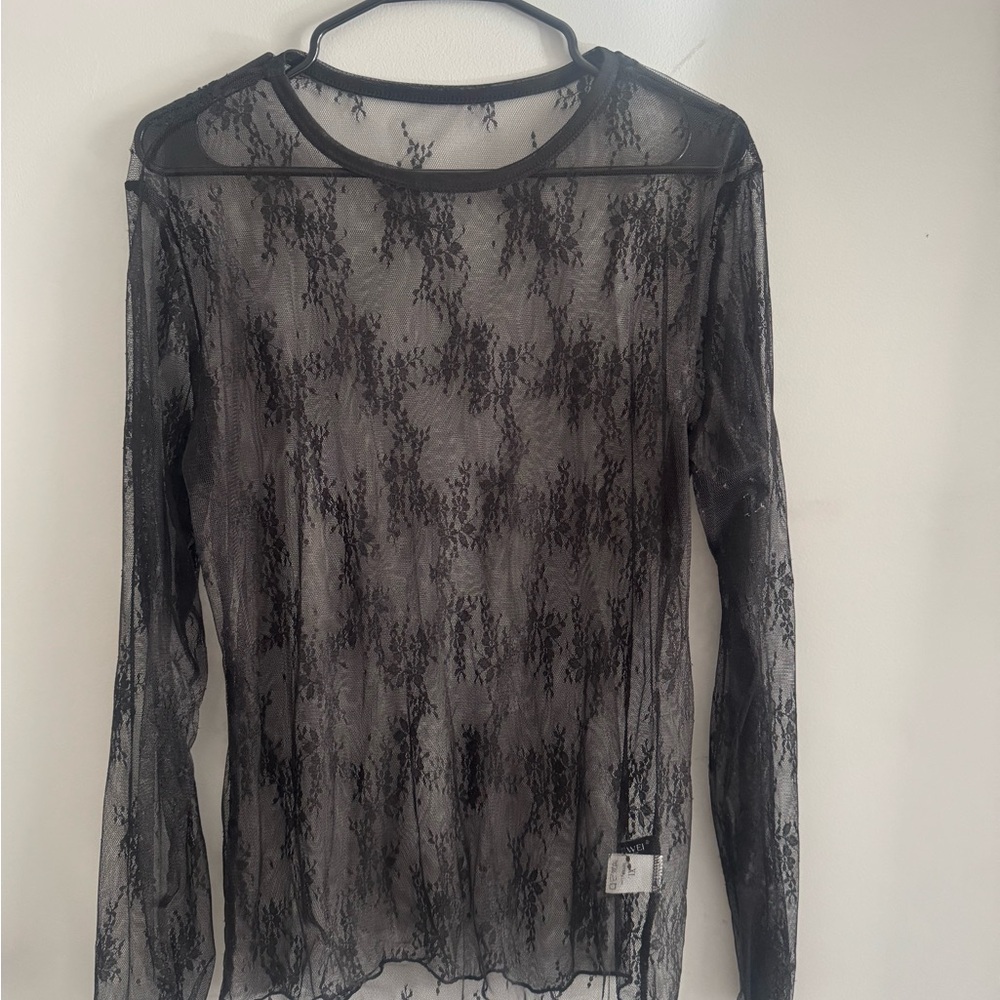 Black Lace Sheer Top